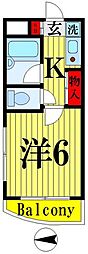 キャッスル小林 1Kの間取図画像