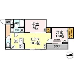 セレスティア六町IV 2LDKの間取図画像