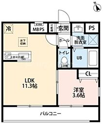 リーブルファイン鹿浜 1LDKの間取図画像