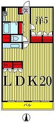 五反野第3スカイハイツ 1LDKの間取図画像