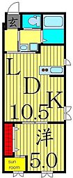ラヴィエント綾瀬 1LDKの間取図画像