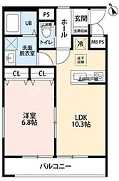 リーブルファイン鹿浜 1LDKの間取図画像