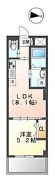 ルミエール高野 1LDKの間取図画像