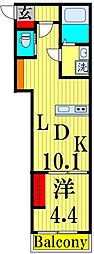 メゾン・ドゥ・アッシュ六町 1LDKの間取図画像