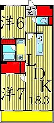 ロイヤルパークス梅島 2LDKの間取図画像