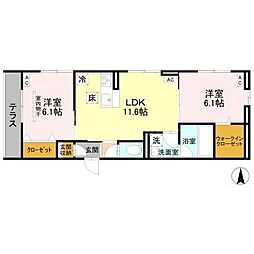 ファミーユ伊興 2LDKの間取図画像