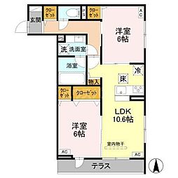 ファミーユ伊興 2LDKの間取図画像