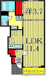 アミュールコート 1LDKの間取図画像