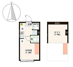 ハーモニーテラス千住緑町III ワンルームの間取図画像