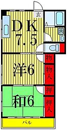 スワンハイツ 2DKの間取図画像