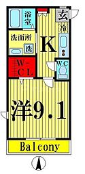 JET・SAO 1Kの間取図画像
