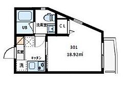 EXENTIA-NISHIARAI 1Kの間取図画像