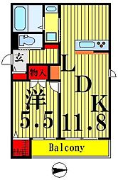 Regulus六町 1LDKの間取図画像