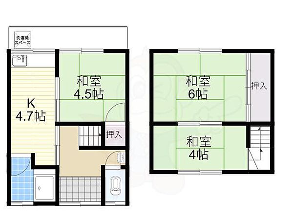 肘塚町テラスハウス ｜奈良県奈良市肘塚町(賃貸テラスハウス3K・1階・45.54㎡)の写真 その2