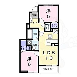 カリーノ2 1階2LDKの間取り