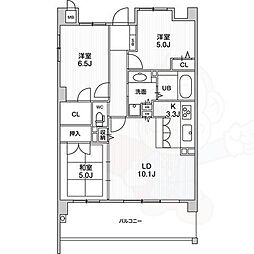 レイセニット奈良グラン・ヴェルジェ 4階3LDKの間取り