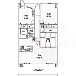 レイセニット奈良グラン・ヴェルジェ 7階3LDKの間取り