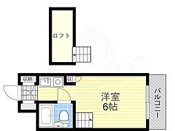サンモールヒエダ 2階ワンルームの間取り