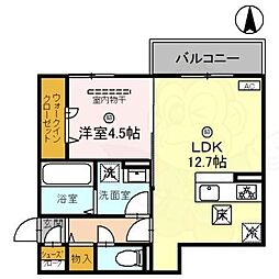 アウスレーゼ高畑 1階1LDKの間取り