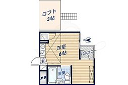シティホームズ瓦堂 5階ワンルームの間取り
