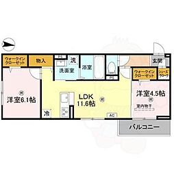 萩 II 2LDKの間取図画像