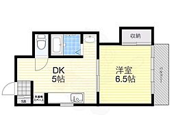 幸陽ハイツ 3階1DKの間取り