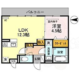 JR関西本線 奈良駅 徒歩7分の賃貸アパート 3階1LDKの間取り