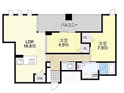 ラヴィーナ奈良 7階2LDKの間取り