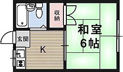 ハイツ一条2 1階1Kの間取り