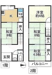 南永井町戸建 2階4Kの間取り