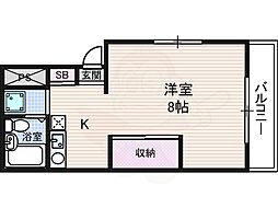 サンレイディアンスオクダ 1Kの間取図画像