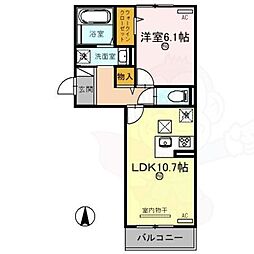 ラヴィベール 1階1LDKの間取り