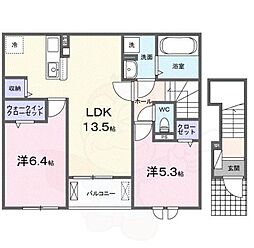 ゴールドメゾン 2階2LDKの間取り