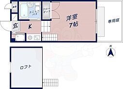 シティパレス佐保川P-7 1階1Kの間取り