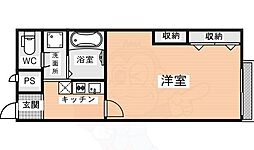 近鉄奈良線 東生駒駅 徒歩15分の賃貸アパート 1階1Kの間取り