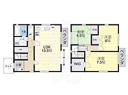 近鉄大阪線 五位堂駅 徒歩30分の賃貸一戸建て 1階3LDKの間取り