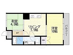 ソレイユ生駒 1Kの間取図画像