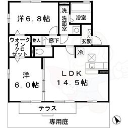 リビングタウン州見台D 2LDKの間取図画像