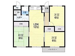 コーポ学園前西棟 3LDKの間取図画像
