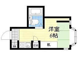 石原ビルディングマンションアモリーノ ワンルームの間取図画像