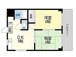 ラ・フォーレ芝 2DKの間取図画像