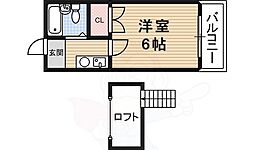 レオパレス四条大路 1Kの間取図画像