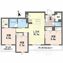 アンド ベンジャミン 3LDKの間取図画像