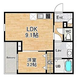 (仮称)ジーメゾン大和郡山カシータ 1LDKの間取図画像