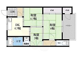 若浪荘 3DKの間取図画像