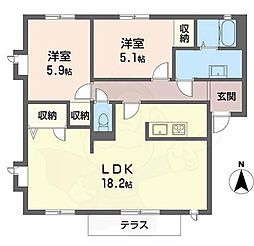 グランメール光A棟 2LDKの間取図画像