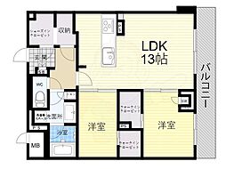ラヴィーナ大和西大寺 2LDKの間取図画像