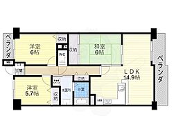 セントポリア生駒H 3LDKの間取図画像