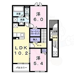 カルム敷島 2LDKの間取図画像