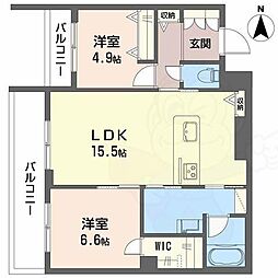 ジェイエイチエスプレミア西大寺 2LDKの間取図画像